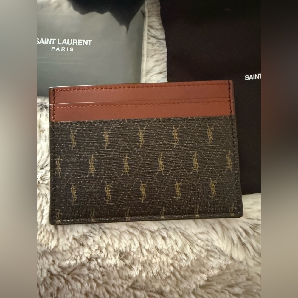 ❤️🔥 NIB Saint Laurent Canvas Card Holder-Unisex - Picture 1 of 7